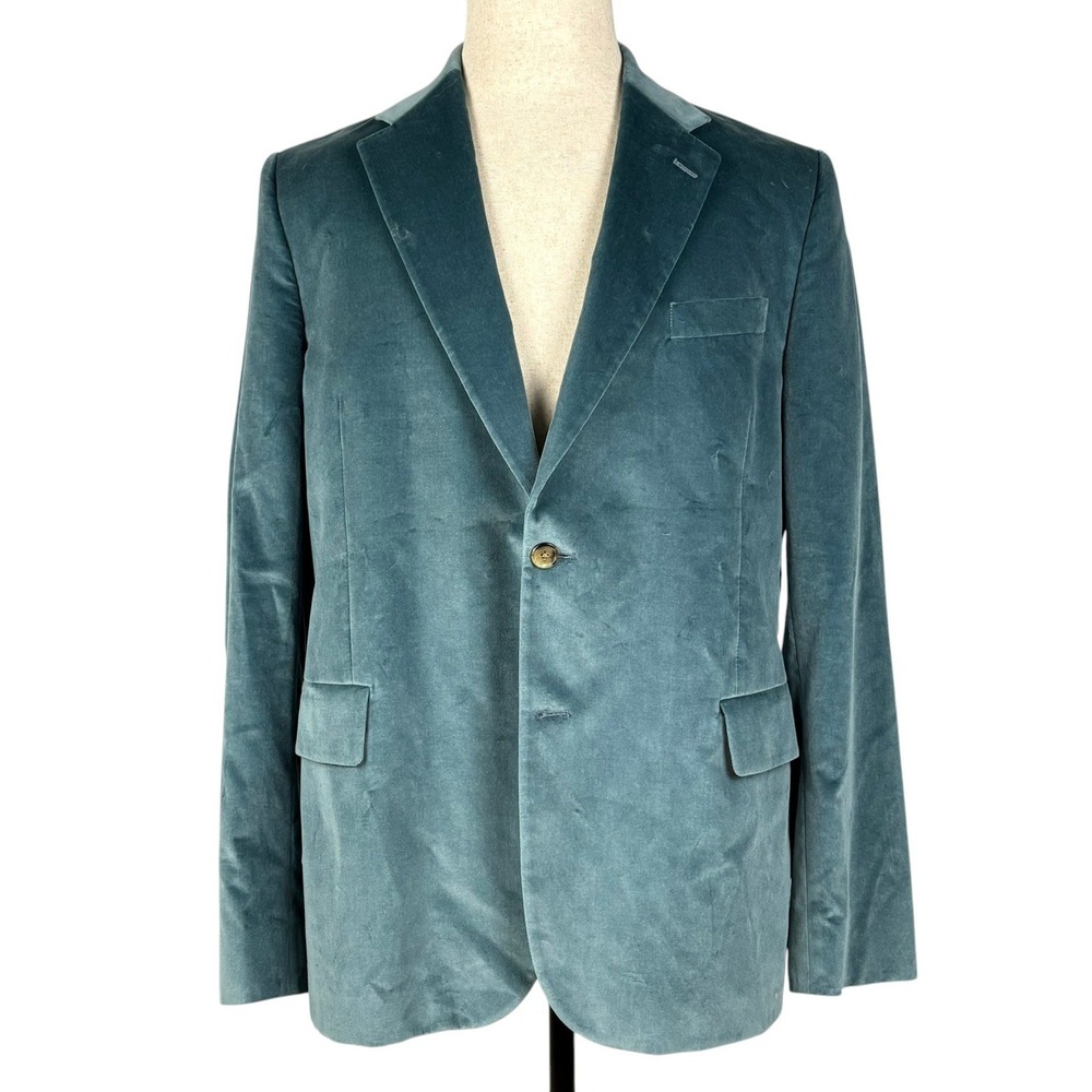 Paul Smith‎ Brierley Velvet Blazer Sport Coat Mens 44R Teal Blue Cotton Italy
